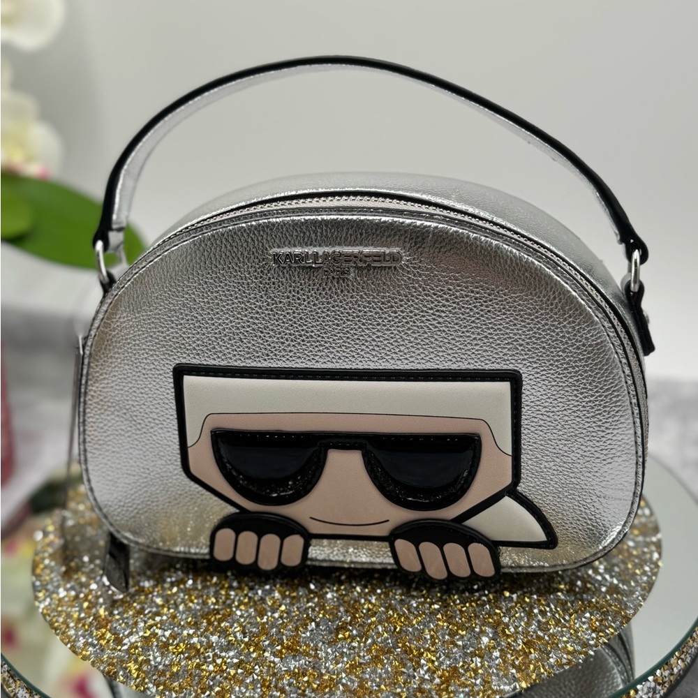 Karl Lagerfeld Maybelle Silver Top Handle Crossbody Bag